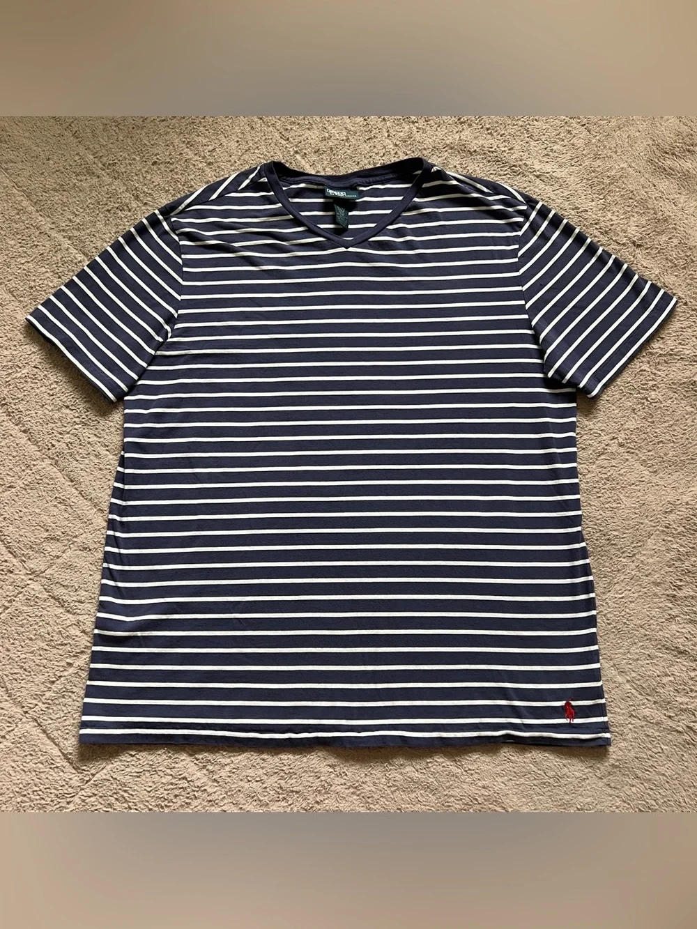 Polo Ralph Lauren Striped V-Neck T-shirt‎ Preppy Minimalist Old Money Sz XL